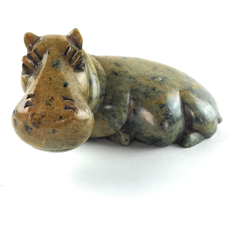 Resting Hippo Hand Carved In Zimbabwe