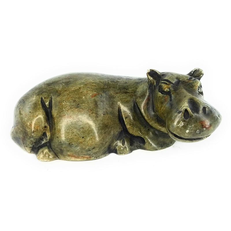 Resting Hippo Hand Carved In Zimbabwe