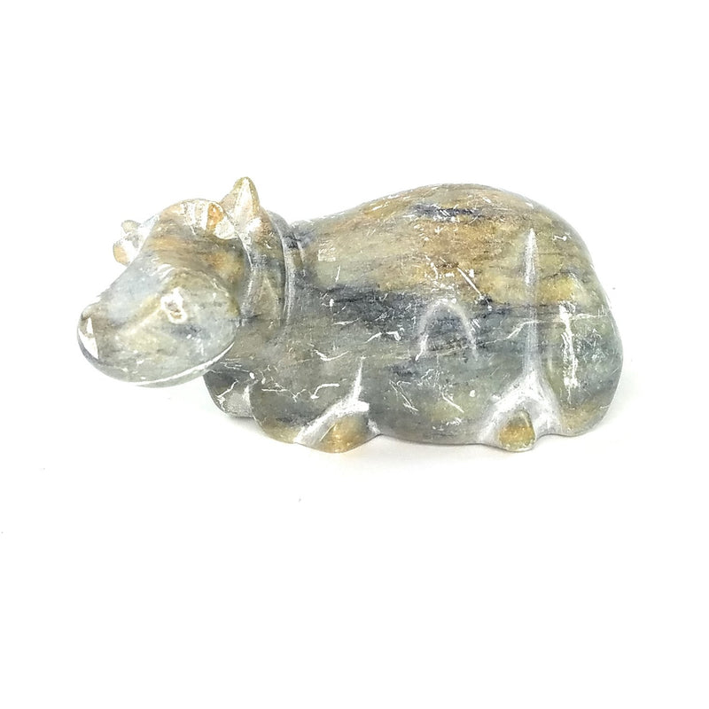 Resting Hippo Hand Carved In Zimbabwe