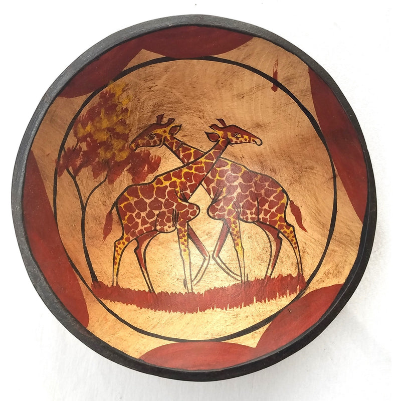 Wooden Giraffe Bowl Hand Carved In Zimbabwe