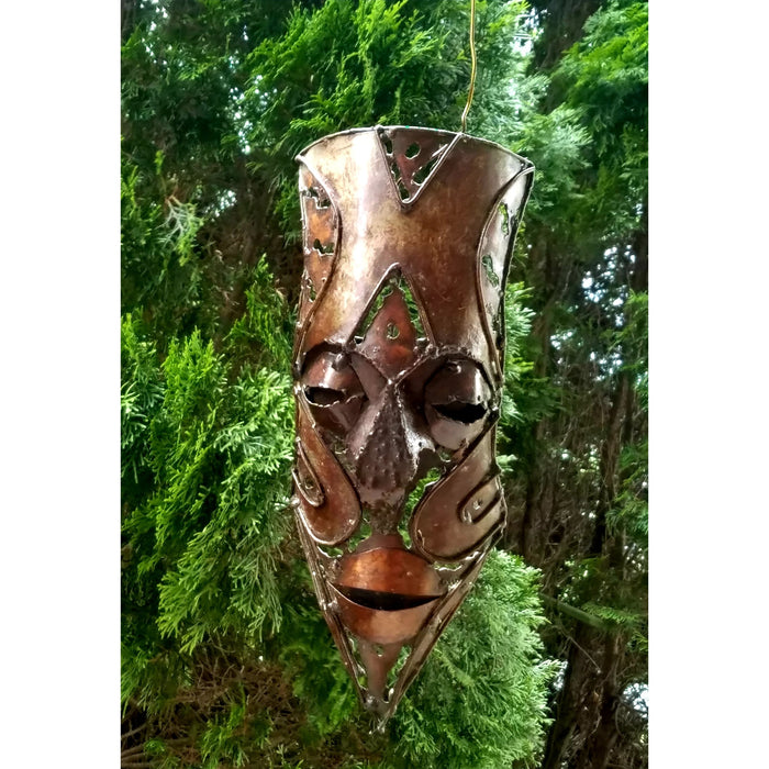 Recycled Metal Warrior African Masks from Zimbabwe