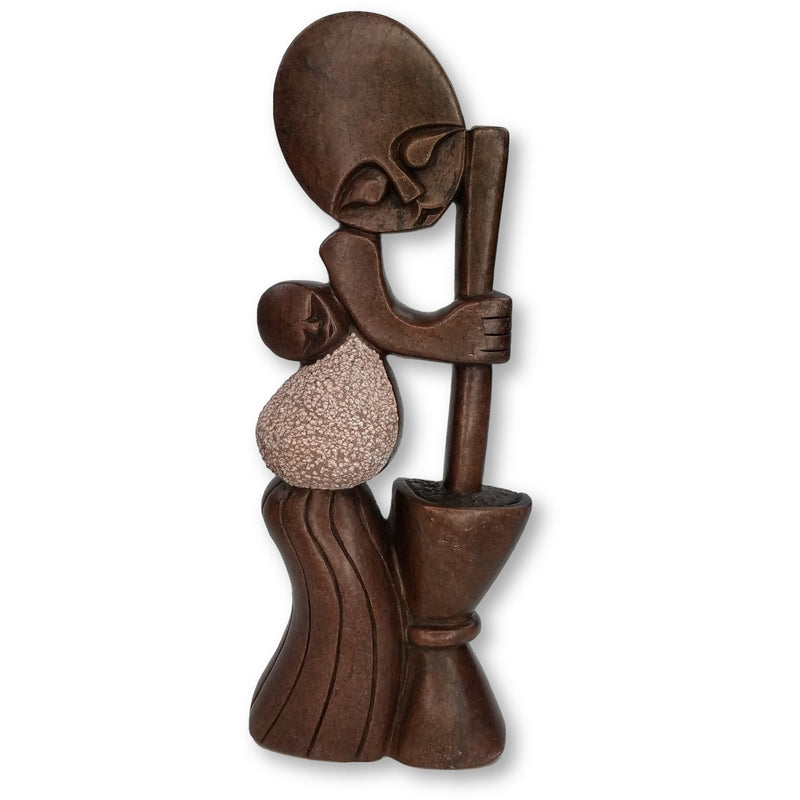Working Mother and Child Hand Carved In Zimbabwe