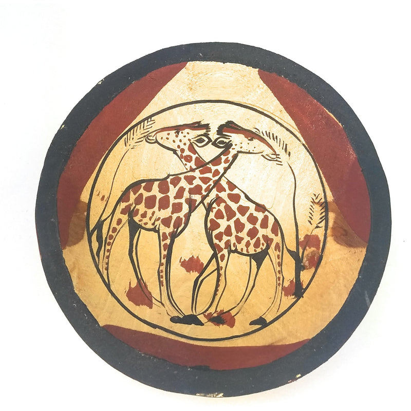 Jacaranda Wood Giraffe Bowl Hand Carved In Zimbabwe
