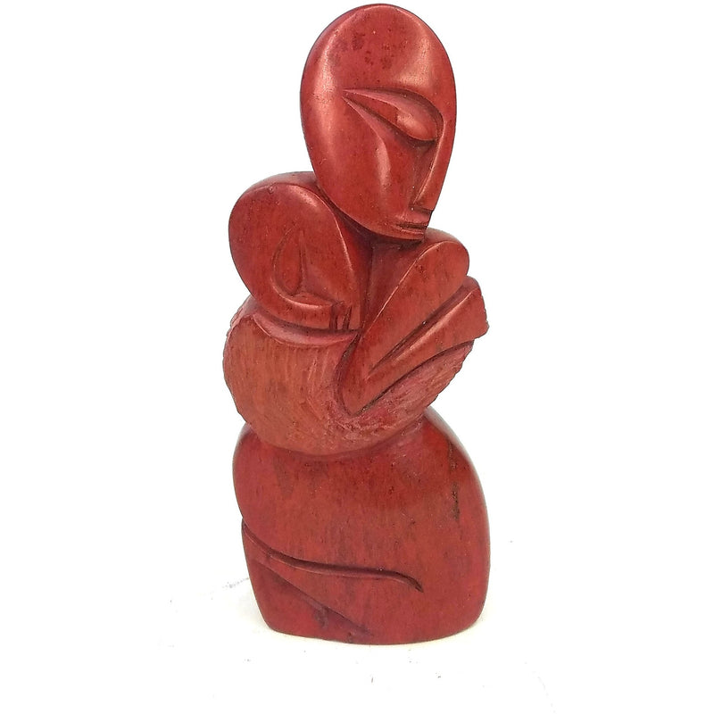 Red Stone Mother and Child Hand Carved In Zimbabwe
