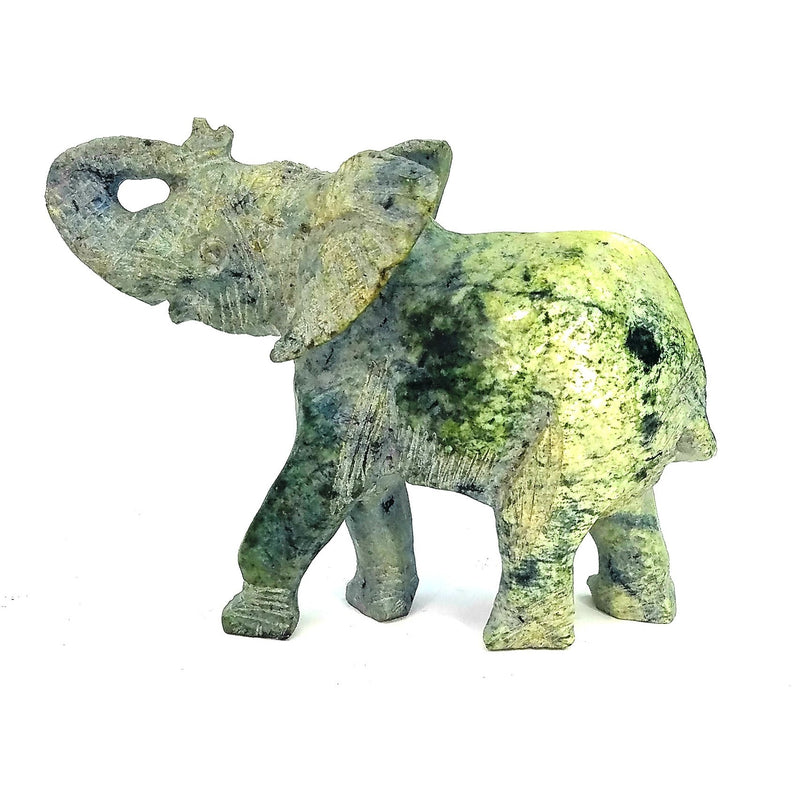 African Elephant Statue with Trunk Up | Hand Carved In Zimbabwe