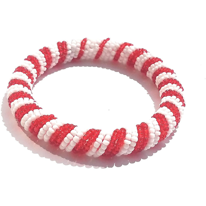 Massai Bead Bracelet - Red and White