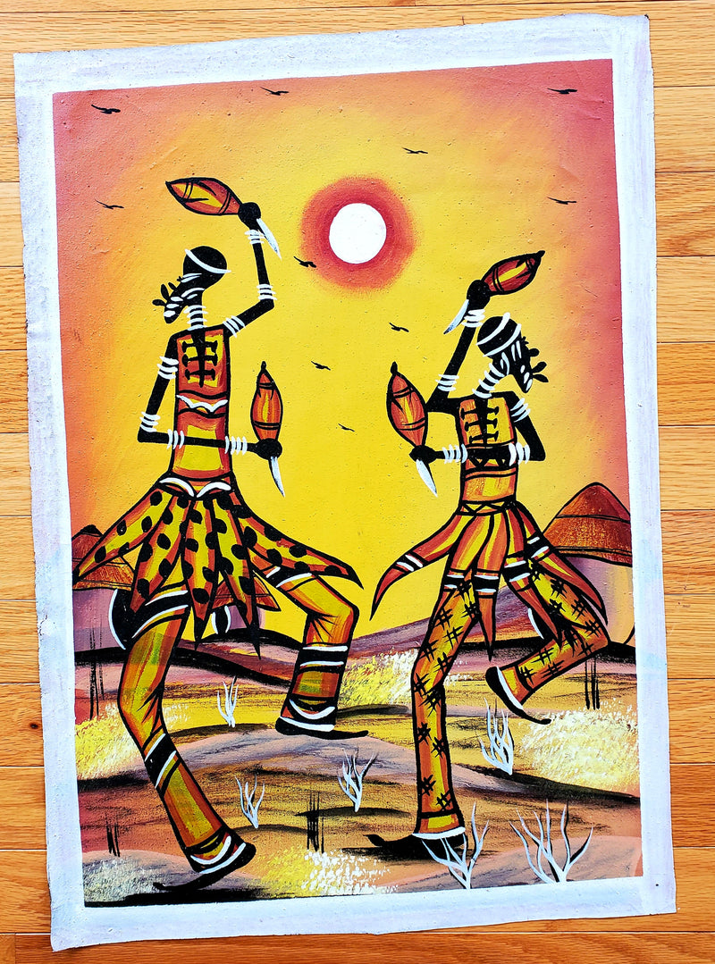 African Dancers with Shakers - Painting on Canvas