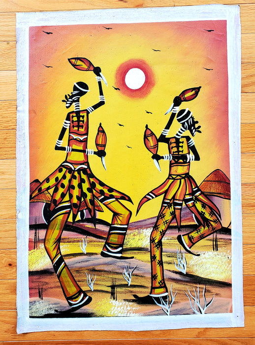 African Dancers with Shakers - Painting on Canvas