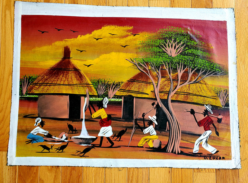 African Village - Painting on Canvas