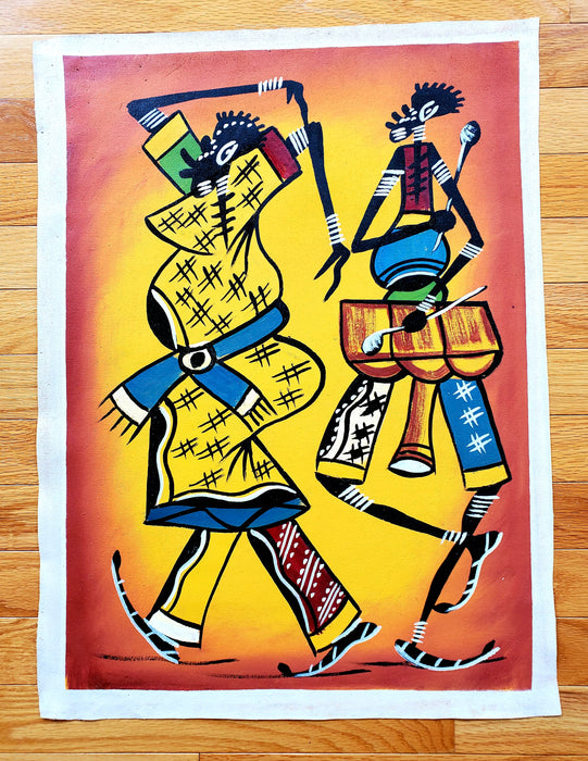 Mbira Player and Dancer Canvas Painting