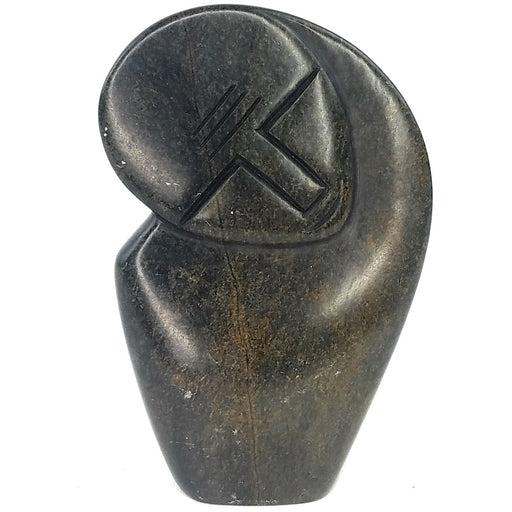 Abstract Beauty Sculpture – Green Shona Serpentine with Curved Body Base