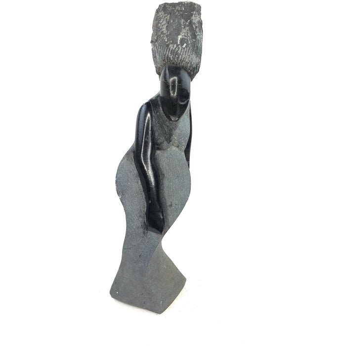 Abstract Dancing Woman – Hand Carved Shona Black Springstone Sculpture