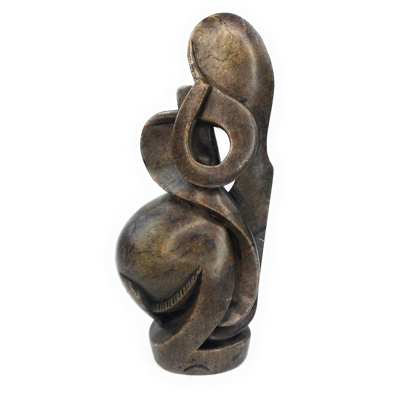 Abstract Elephant with Raised Trunk – Shona Serpentine Sculpture