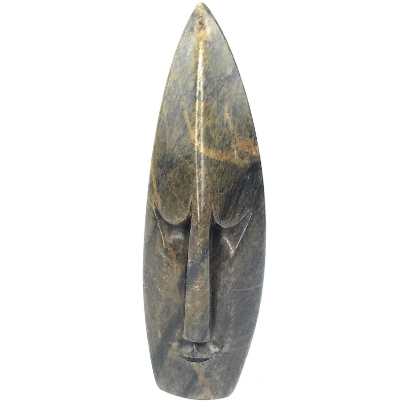 Abstract Face – Light Grey Brown Pointed Head Shona Sculpture