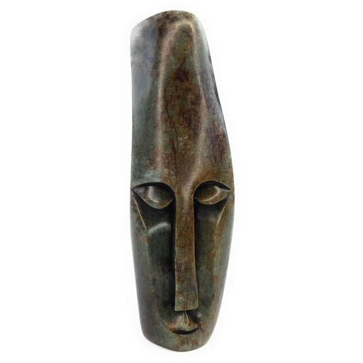 Abstract Face Sculpture – Grey Brown Shona Stone Head