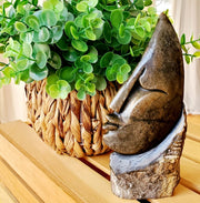 Abstract Half Face – Black Earth-Tone Pointed Head Shona Sculpture