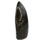 Abstract Half Face – Dark Serpentine Pointed Head Shona Sculpture