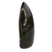 Abstract Half Face Sculpture – Pointed Head Dark Serpentine Shona Art