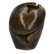 Abstract Half Face Sculpture – Round Head Dark Brown Shona Serpentine
