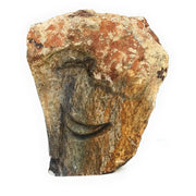 Abstract Half Face Sculpture by V. Rangisse – Grey Earth-Tone Shona Stone Art