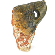 Abstract Half Face Sculpture by V. Rangisse – Long Head Grey Serpentine Shona Art