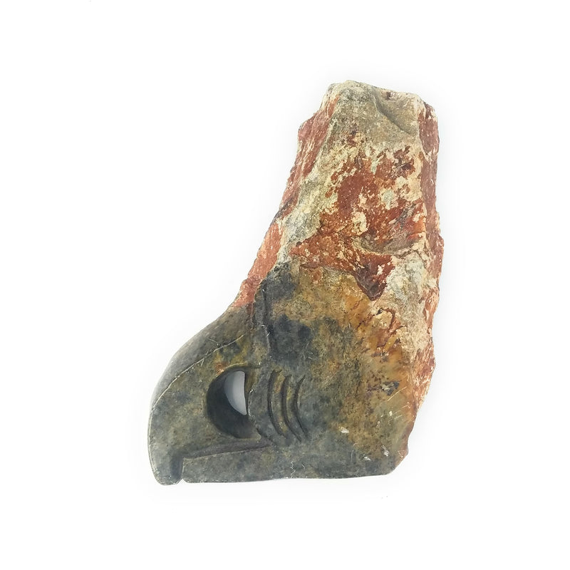 Abstract Half Face by V. Rangisse – Grey Serpentine Shona Sculpture