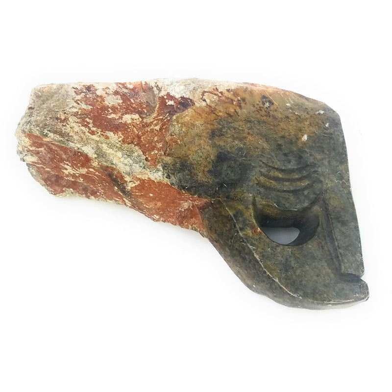 Abstract Half Face by V. Rangisse – Grey Serpentine Shona Sculpture
