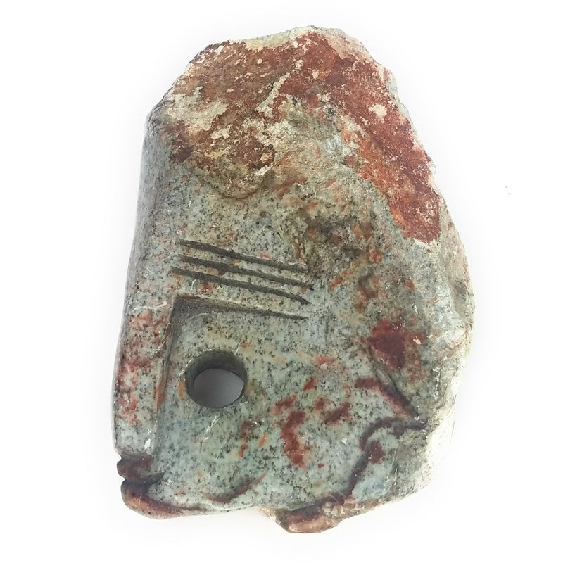 Abstract Half Face by V. Rangisse – Light Grey Serpentine Sculpture