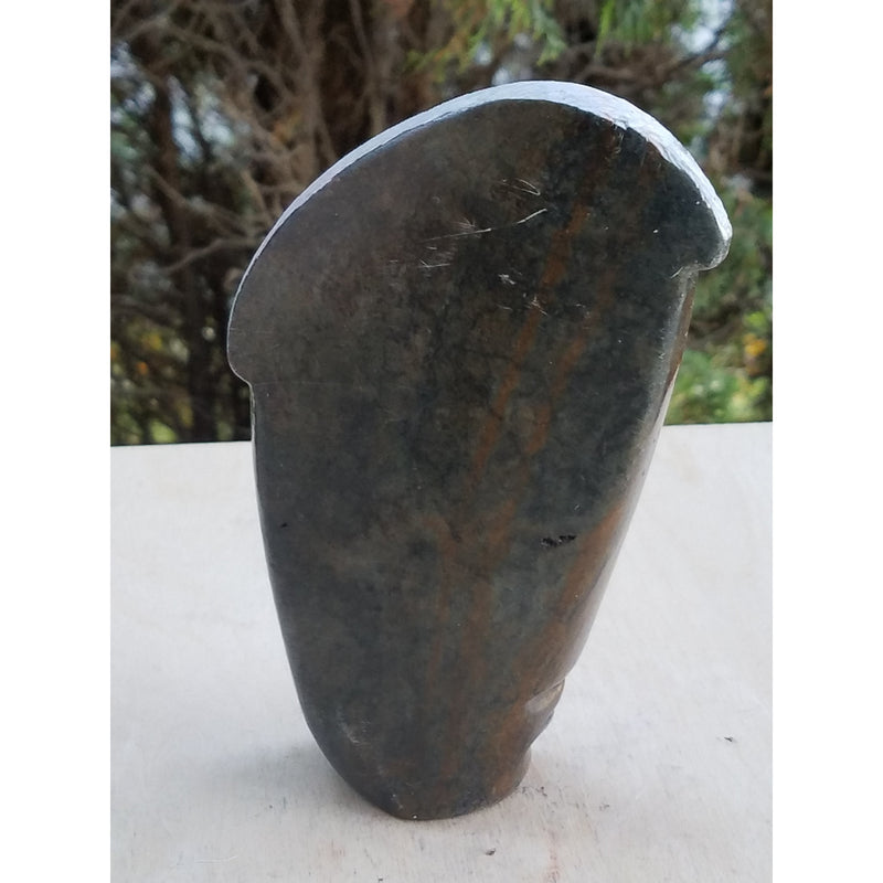 Abstract Head Sculpture – Two-Tone Dark Face with Slanted Grey Raw Stone