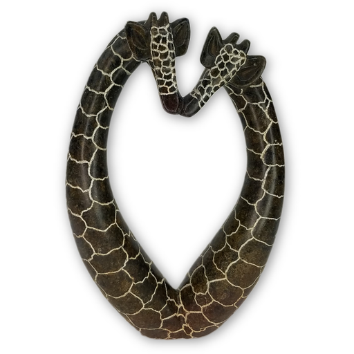 Abstract Kissing Giraffe Couple Sculpture – Heart Design | Shona Stone Art
