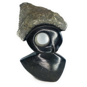 Abstract Lady Bust Sculpture – Hand Carved Shona Black Springstone Art