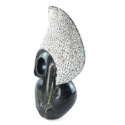 Abstract Lady Face Sculpture – Hand Carved Shona Black Stone Art