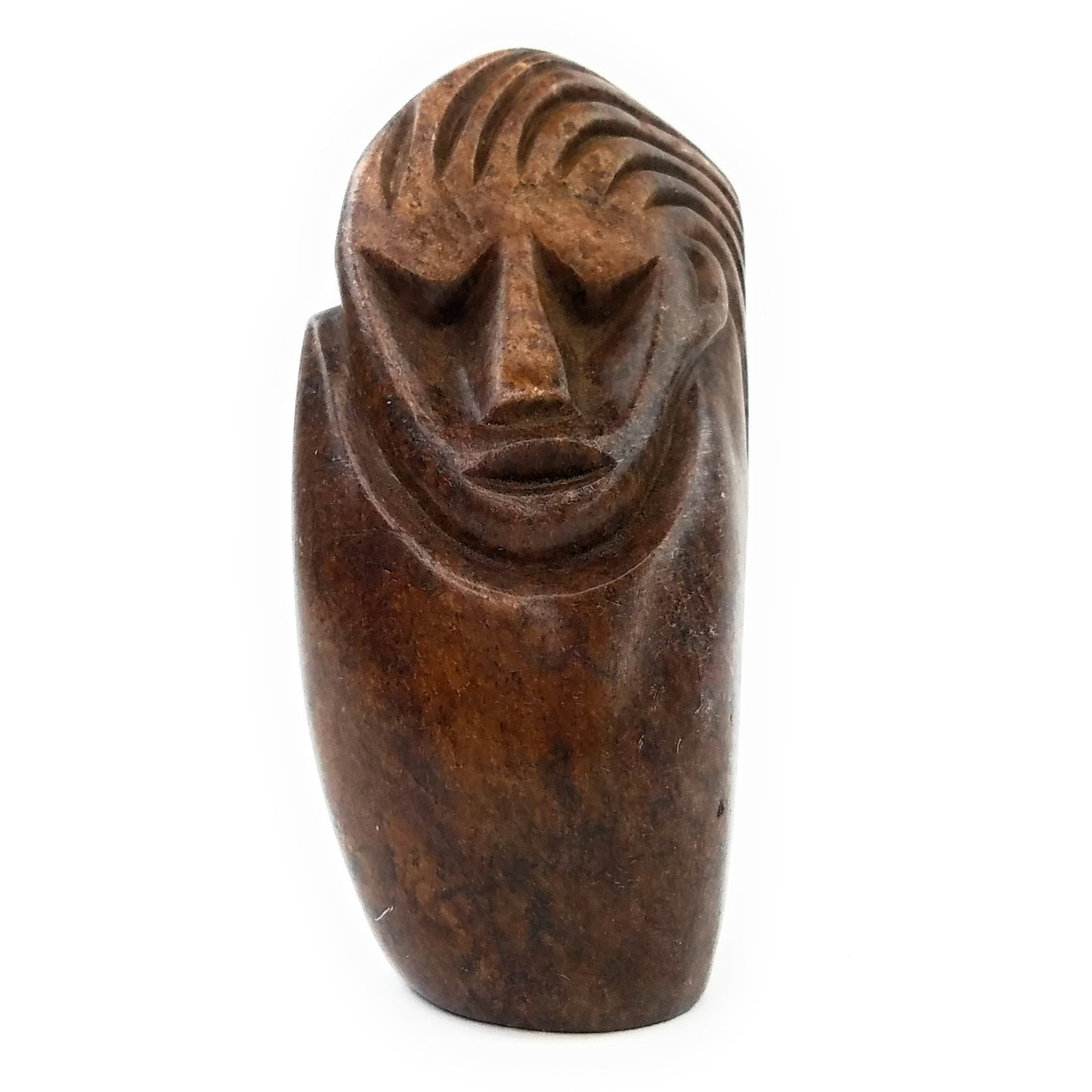 Abstract Lady Sculpture – Hand Carved Shona Brown Serpentine from Zimbabwe