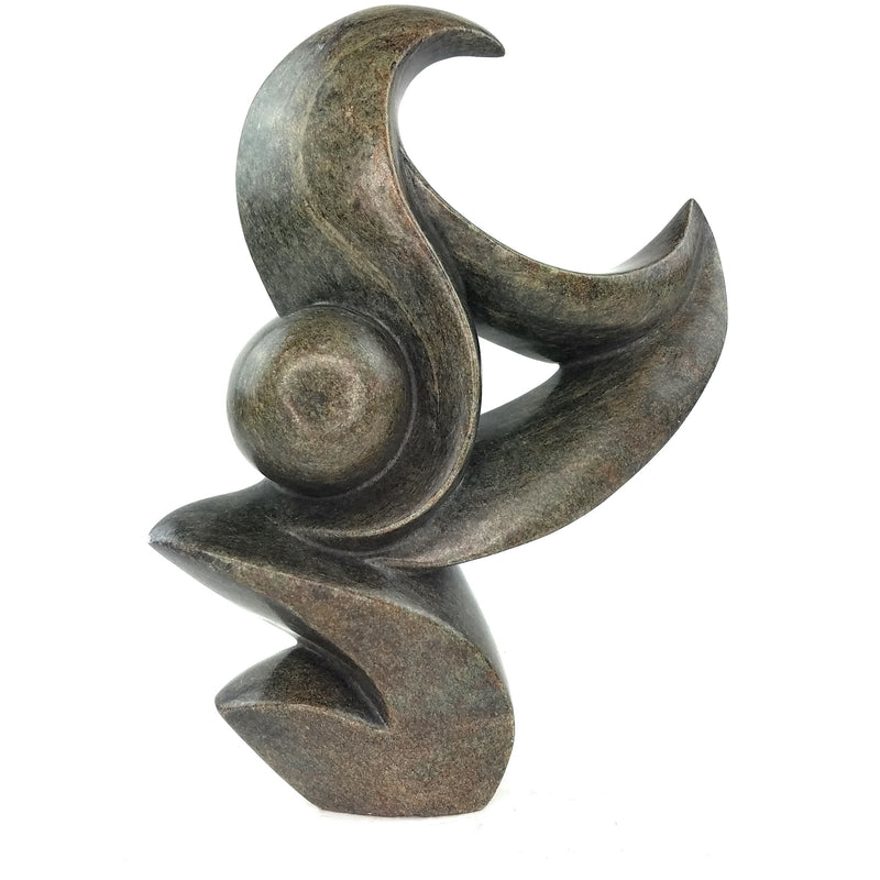 Abstract Plant Sculpture – Flowing Shona Stone Art from Zimbabwe