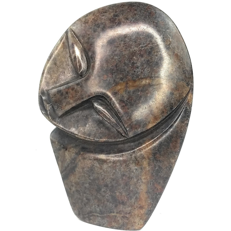 Abstract Sleeping Face – Hand Carved Shona Grey Serpentine Sculpture