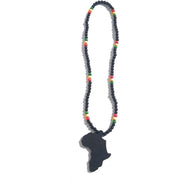 Africa Map Pendant Necklace | Rasta Color Jewelry