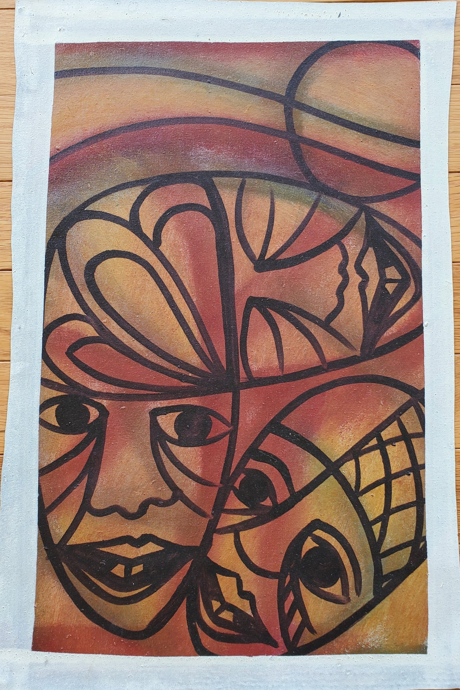 African Abstract Faces Painting | Modern Canvas Wall Art — A Taste Of ...