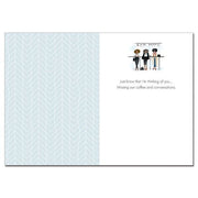 African American encouragement card titled "Cafe Noire" featuring message about friendship and missing conversations