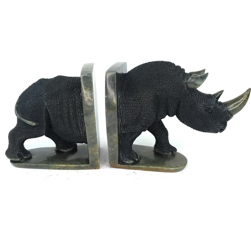 African Black Rhino Bookends | Hand-Carved in Zimbabwe