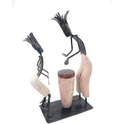 African Drummers Sculpture – Hand-Carved Springstone & Recycled Metal Art from Zimbabwe