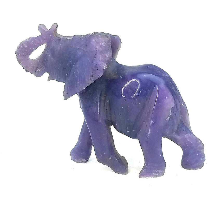 African Elephant Sculpture – 4” Lepidolite Stone Trunk Up Elephant, Handmade Zimbabwe