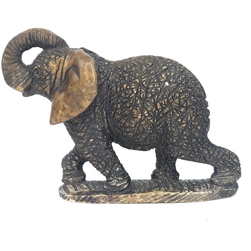 African Elephant Statue – 4” Serpentine Elephant with Detailed Etched Skin, Handmade Zimbabwe