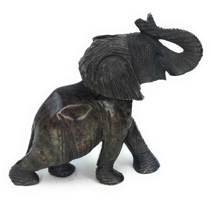 African Elephant Statue – 8.5” Serpentine Stone Sculpture, Hand Carved in Zimbabwe (As Is)