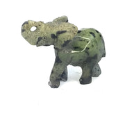 African Elephant Statue Trunk Up | Leopard Stone 4”