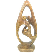 African Family Sculpture – Ukama Family of 3 Serpentine Stone Art, Hand Carved in Zimbabwe