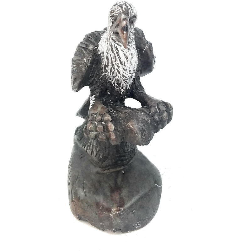 African Fish Eagle Sculpture on Branch – Hand-Carved Serpentine from Zimbabwe