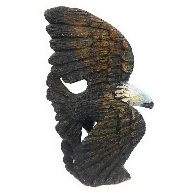 African Fish Eagle with Fish – Black & Brown Opal Stone Sculpture