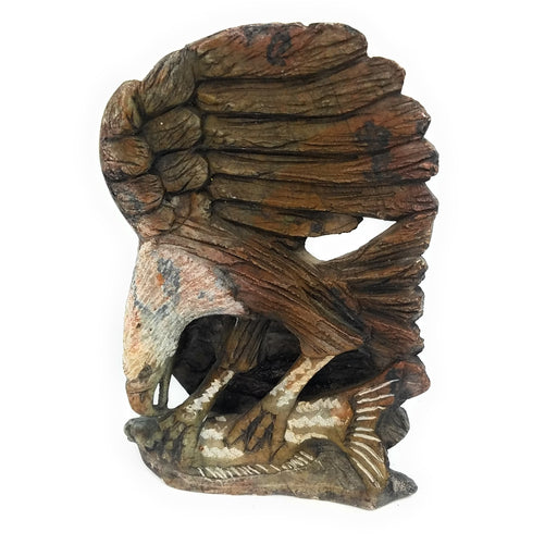 African Fish Eagle with Fish – Brown & White Opal Stone Sculpture