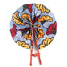 African Hand Fan – Grey Burgundy Yellow | Handmade in Ghana