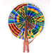 African Hand Fan – Kenyan Kente Design – Authentic Ankara Print Cloth & Leather Folding Fan | Handmade in Ghana